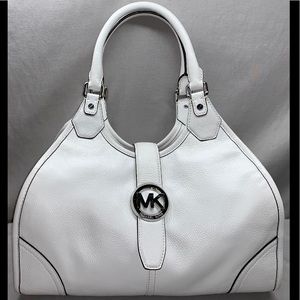SOLD! Michael Kors Hudson White Leather XL Satchel